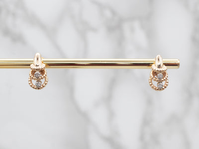 Gold Diamond Rope Twist Drop Earrings