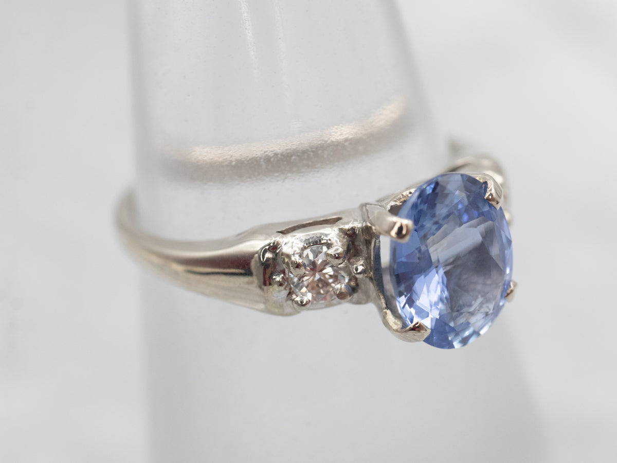 Retro 1950s Sapphire and Diamond Engagement Ring