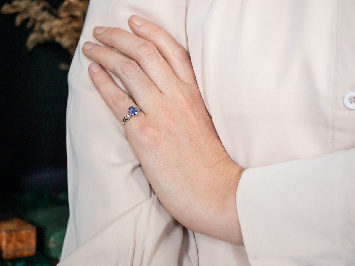 Retro 1950s Sapphire and Diamond Engagement Ring