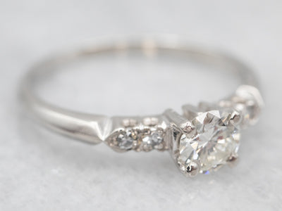 Retro Platinum and Diamond Encrusted Engagement Ring