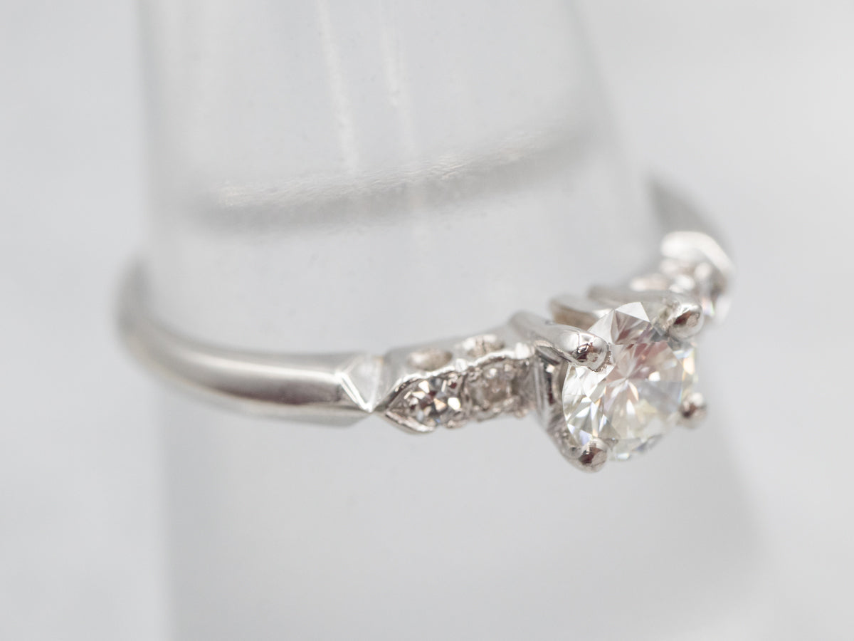 Retro Platinum and Diamond Encrusted Engagement Ring