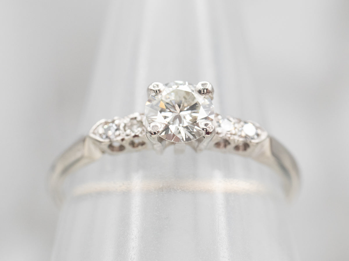 Retro Platinum and Diamond Encrusted Engagement Ring