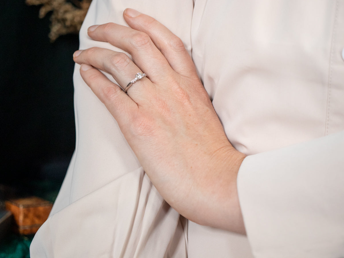 Retro Platinum and Diamond Encrusted Engagement Ring