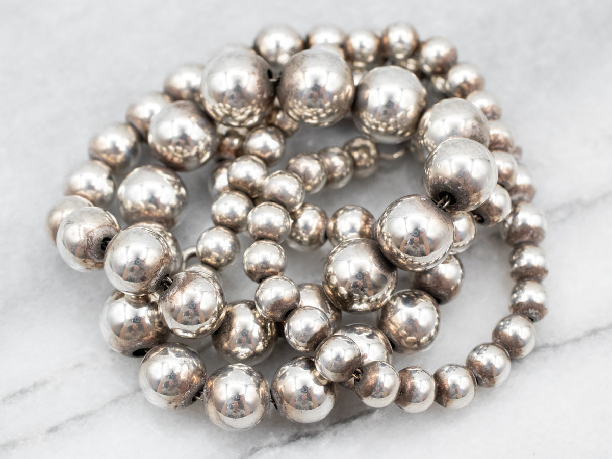 Sterling Silver Graduated Bead Necklace
