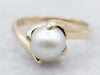 Simple Pearl Solitaire Bypass Ring