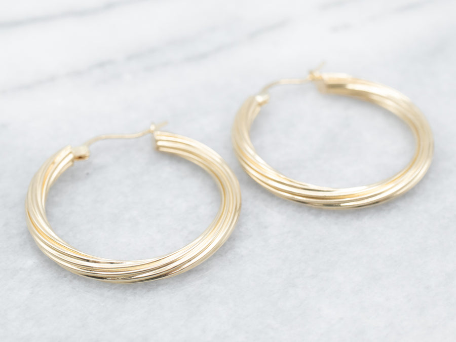 Polished Gold Large Twisted Hoop Earrings