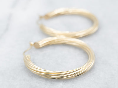 Polished Gold Large Twisted Hoop Earrings