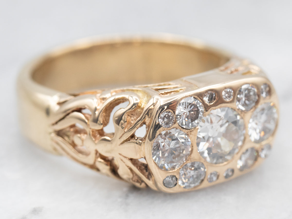 Anillo vintage de diamantes de talla europea