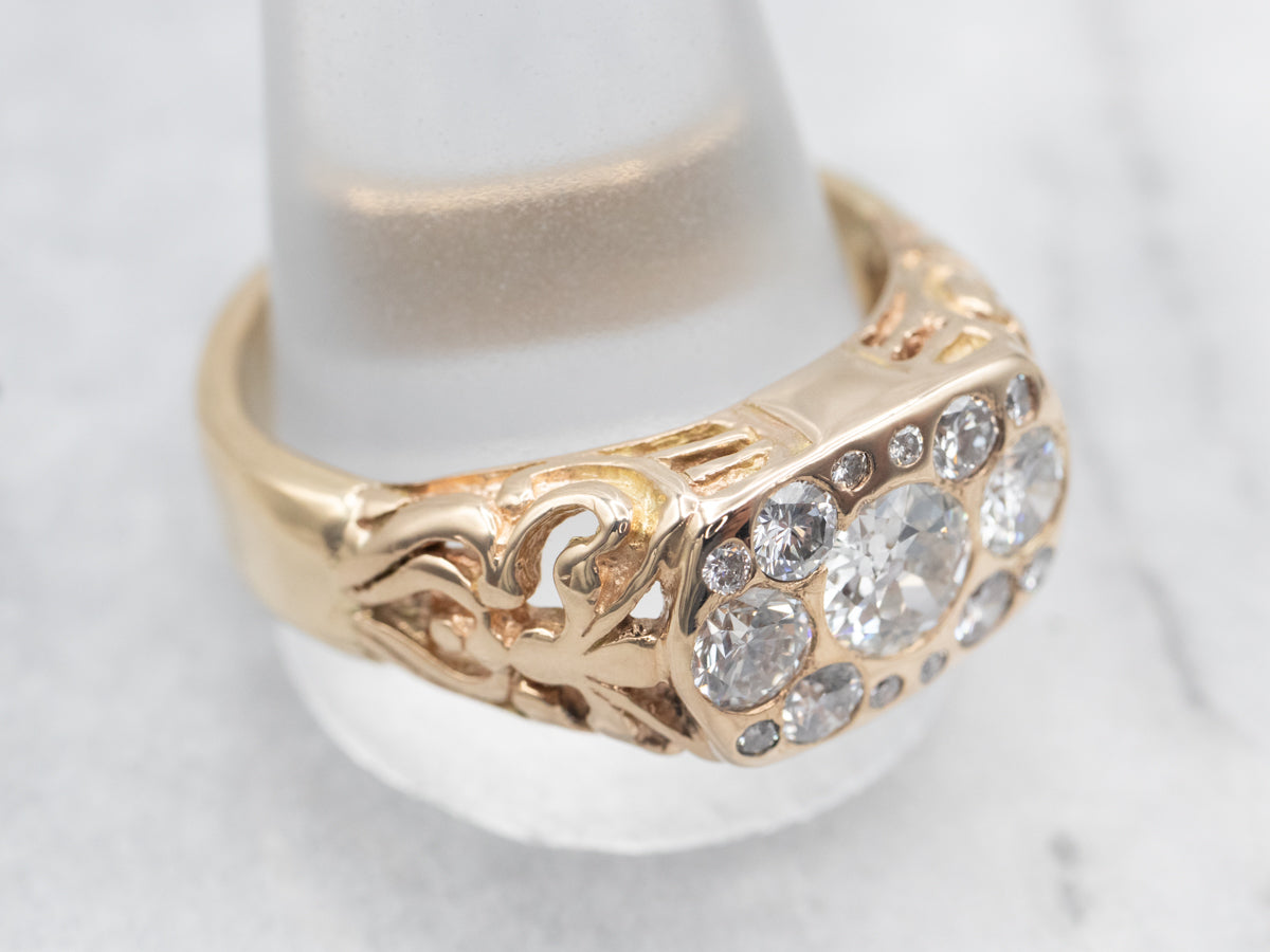 Anillo vintage de diamantes de talla europea
