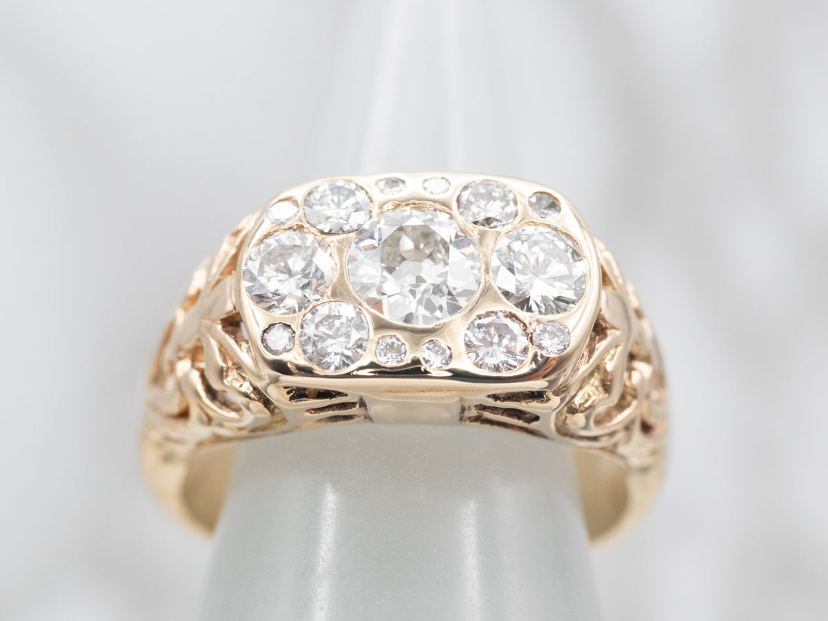 Anillo vintage de diamantes de talla europea