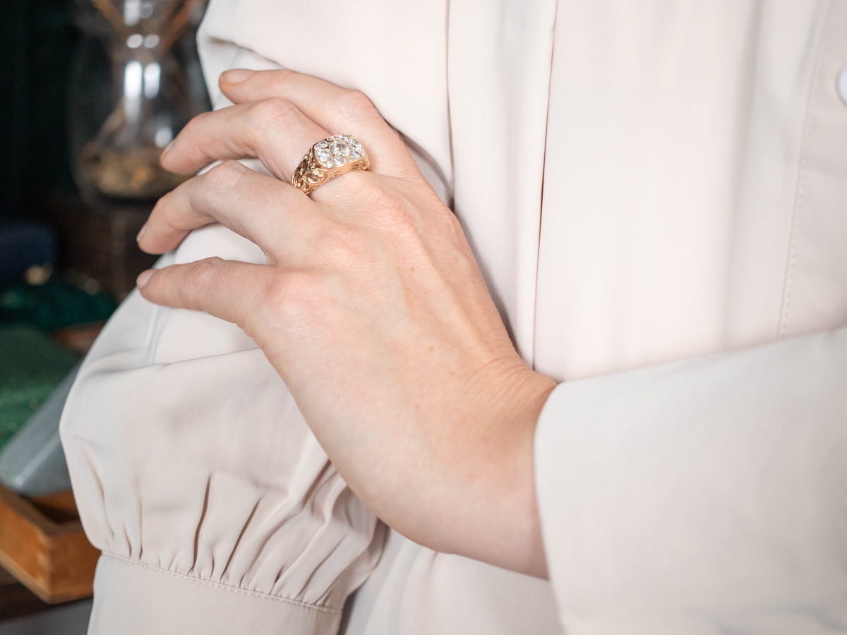 Anillo vintage de diamantes de talla europea