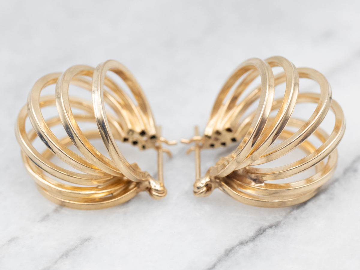 Yellow Gold Multi Hoop Earrings