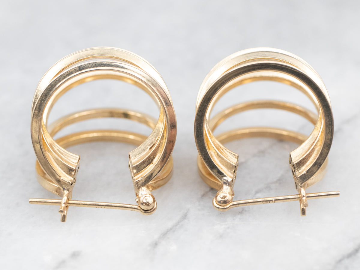 Yellow Gold Multi Hoop Earrings