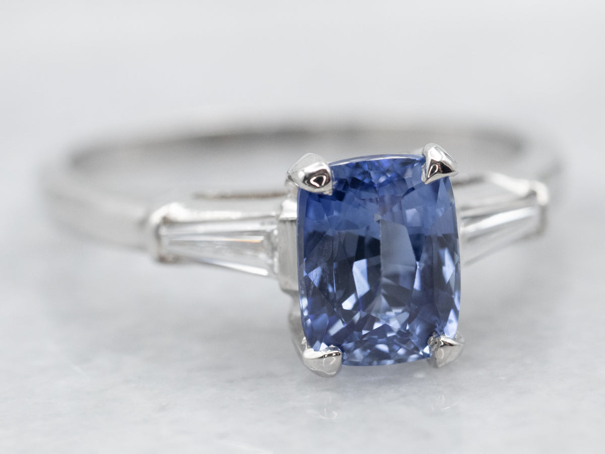 Platinum Sapphire and Diamond Engagement Ring