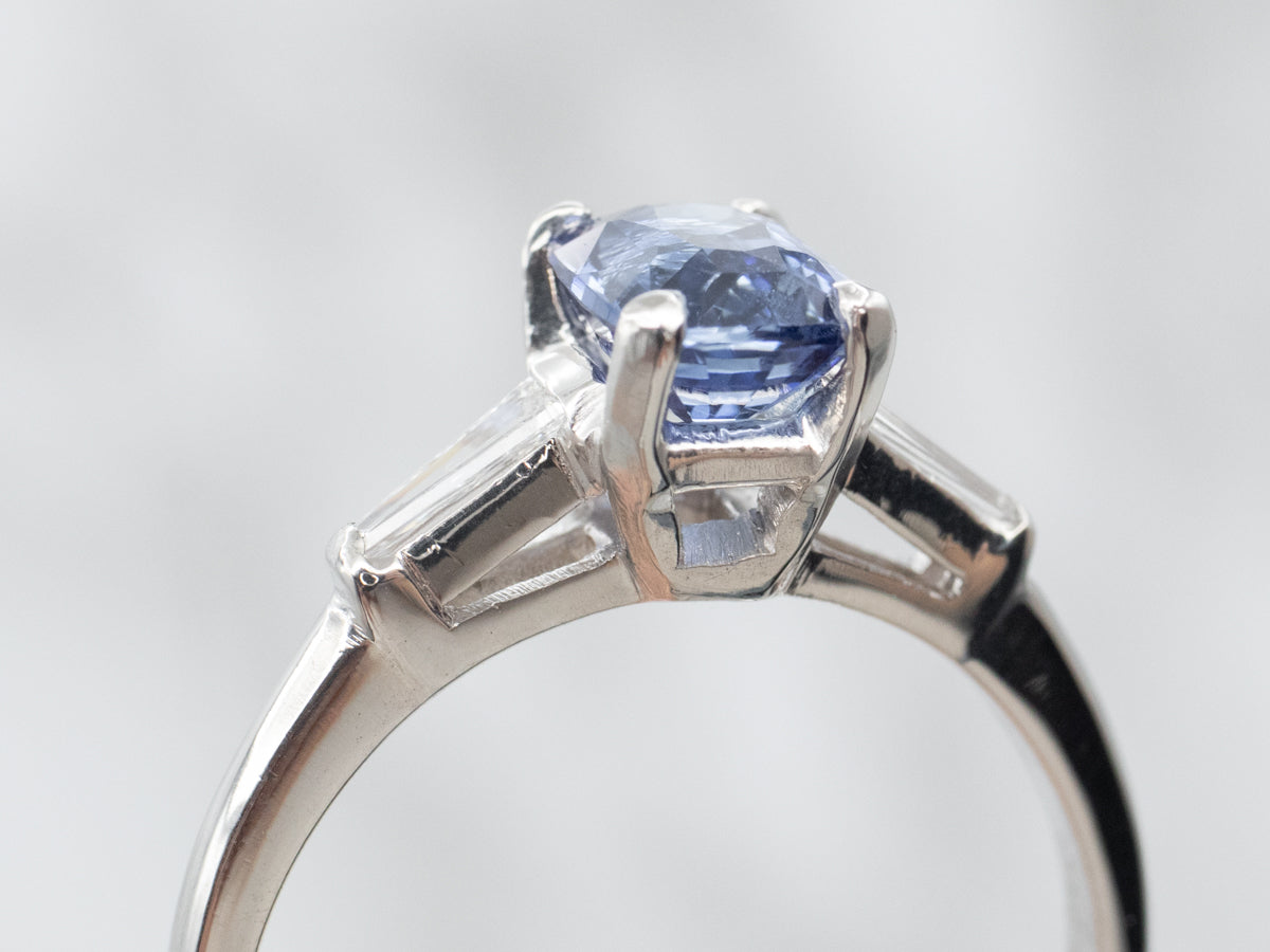 Platinum Sapphire and Diamond Engagement Ring