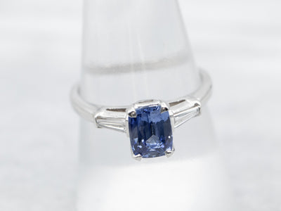 Platinum Sapphire and Diamond Engagement Ring