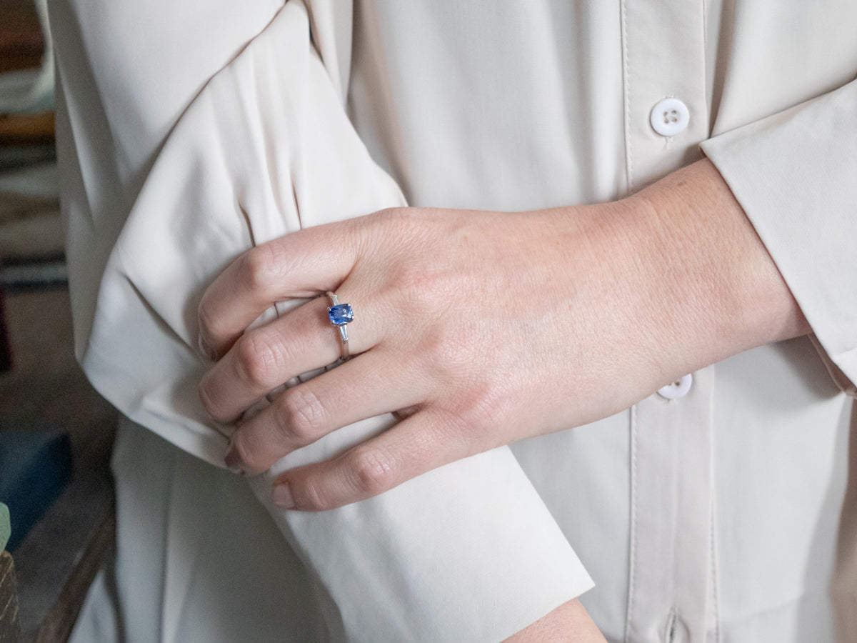 Platinum Sapphire and Diamond Engagement Ring