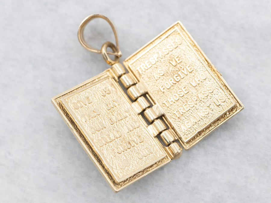Yellow Gold Holy Bible with Prayer Pages Charm