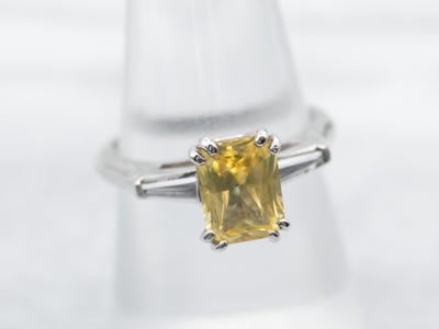 Platinum Yellow Sapphire and Diamond Ring