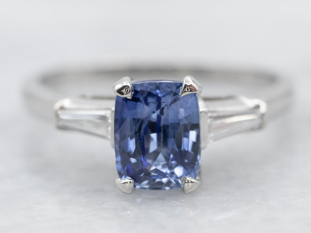 Platinum Sapphire and Diamond Engagement Ring