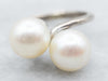 White Gold and Pearl Bypass Ring