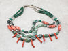 Sterling Silver Coral and Emerald Necklace