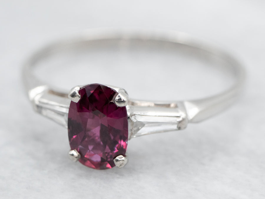 Platinum 1950's Ruby and Diamond Engagement Ring