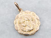18K Gold Religious Medallion with Floral Accents