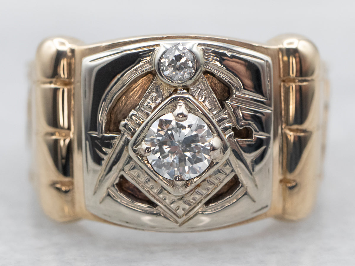 HarlemBling Real Solid 925 Silver Mens Freemason Masonic Ring - Sizes 7-13  - Iced Out Hip Hop Ring (sterling-silver, 7)|Amazon.com