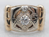 Retro Era Old Mine Cut Diamond Men's Masonic Ring