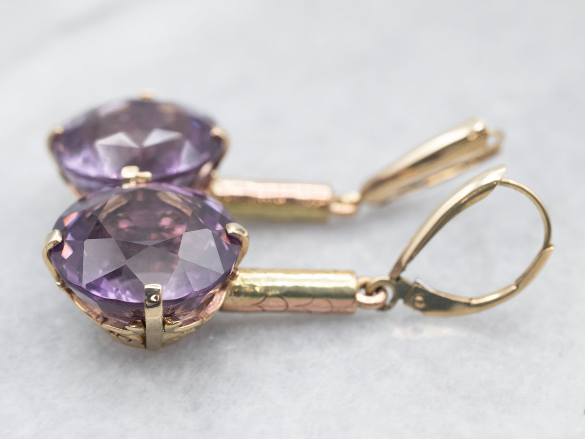 Large Amethyst Gemstone Drop Earrings