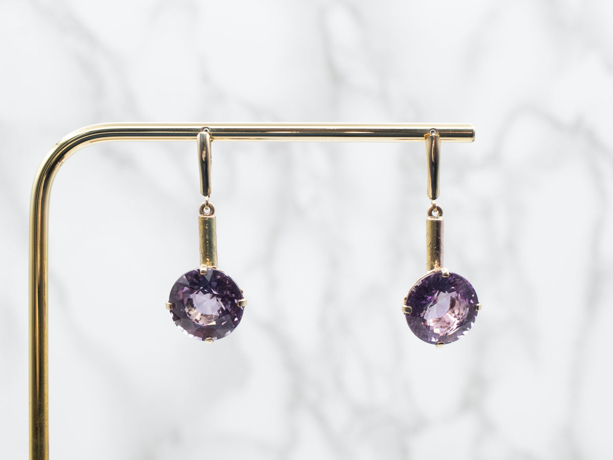 Large Amethyst Gemstone Drop Earrings