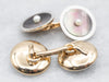 Antique Platinum and Gold Abalone Shell and Seed Pearl Cufflinks