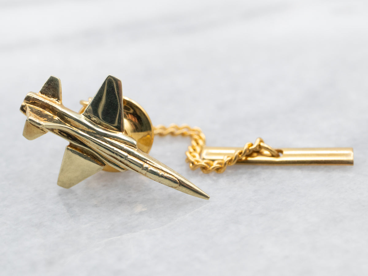 Vintage Gold Airplane Tie Tack