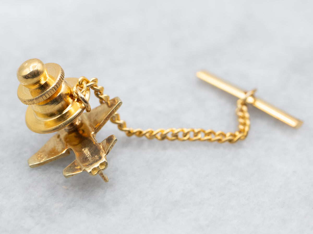 Vintage Gold Airplane Tie Tack