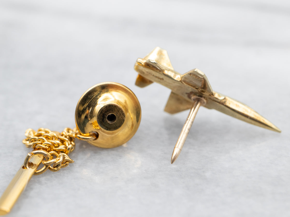 Vintage Gold Airplane Tie Tack