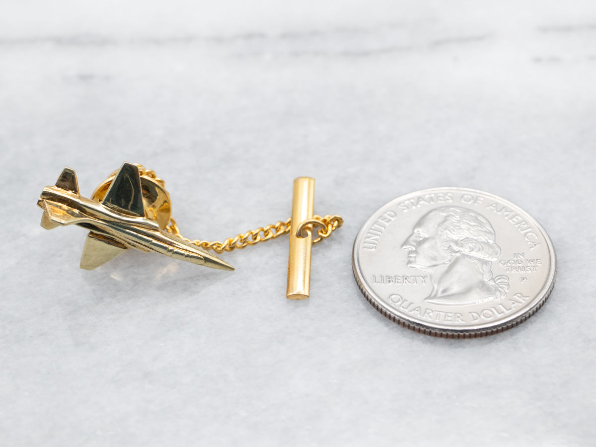 Vintage Gold Airplane Tie Tack