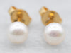 Yellow Gold Pearl Stud Earrings