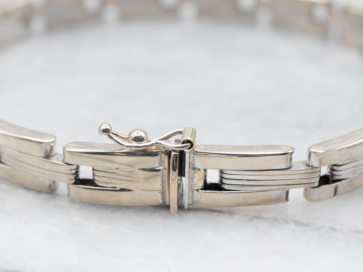 White Gold Large Link Bracelet