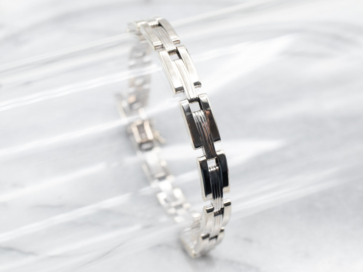 White Gold Large Link Bracelet