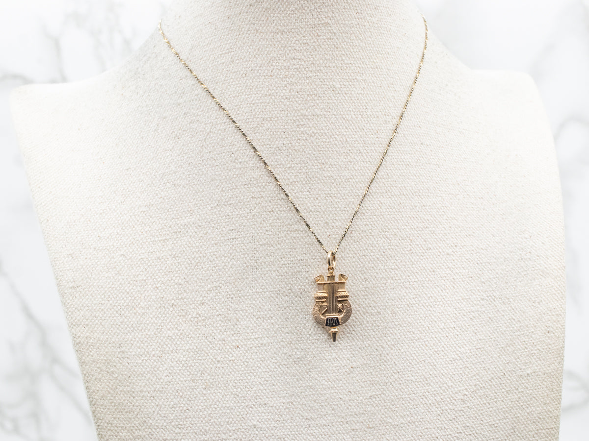 Vintage Iota Kappa Lambda Gold and Enamel Fob