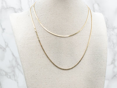 Long Gold Serpentine Chain Necklace