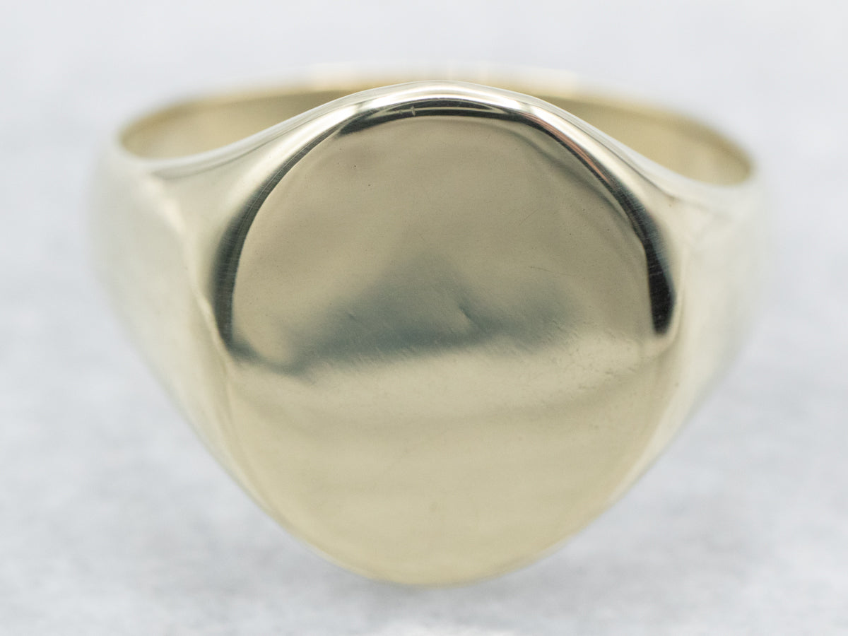 Green Gold Classic Oval Top Signet Ring