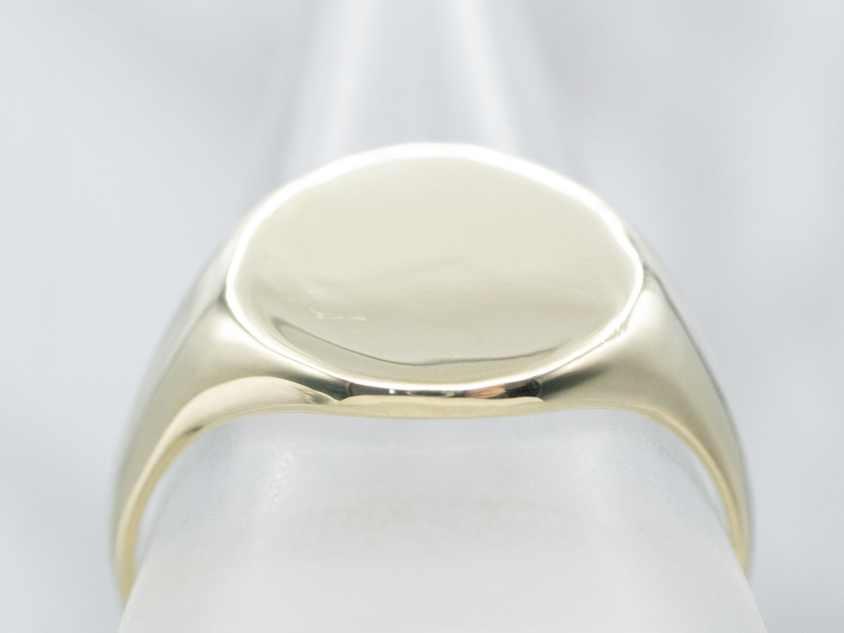 Green Gold Classic Oval Top Signet Ring