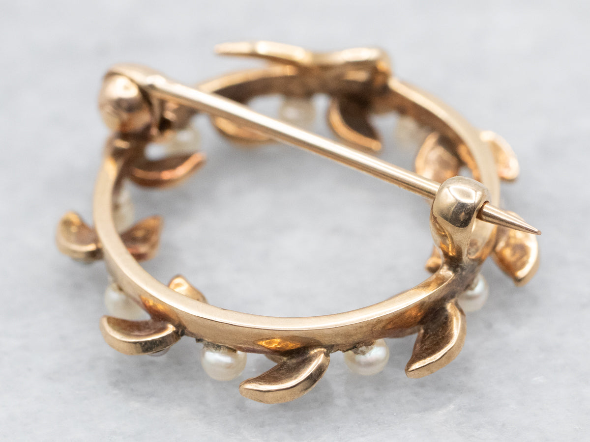 Art Nouveau Seed Pearl Circle Pin