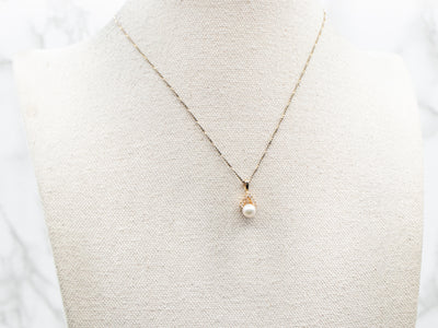 Pearl Diamond and Gold Pendant