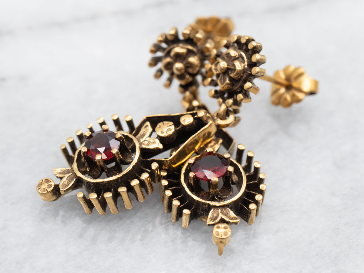 Victorian Garnet and Gold Drop Earrings