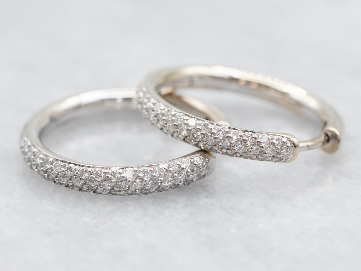 Sleek Diamond Hoop Earrings