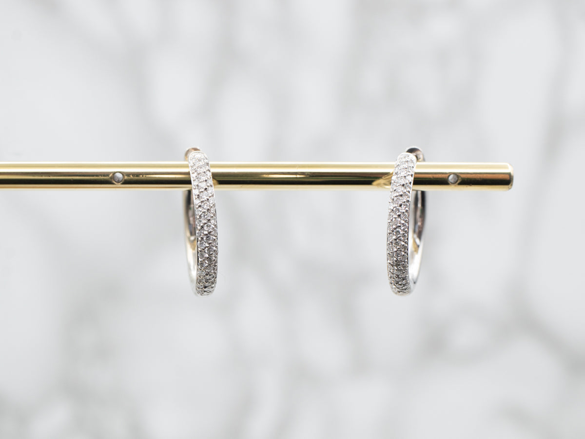 Sleek Diamond Hoop Earrings