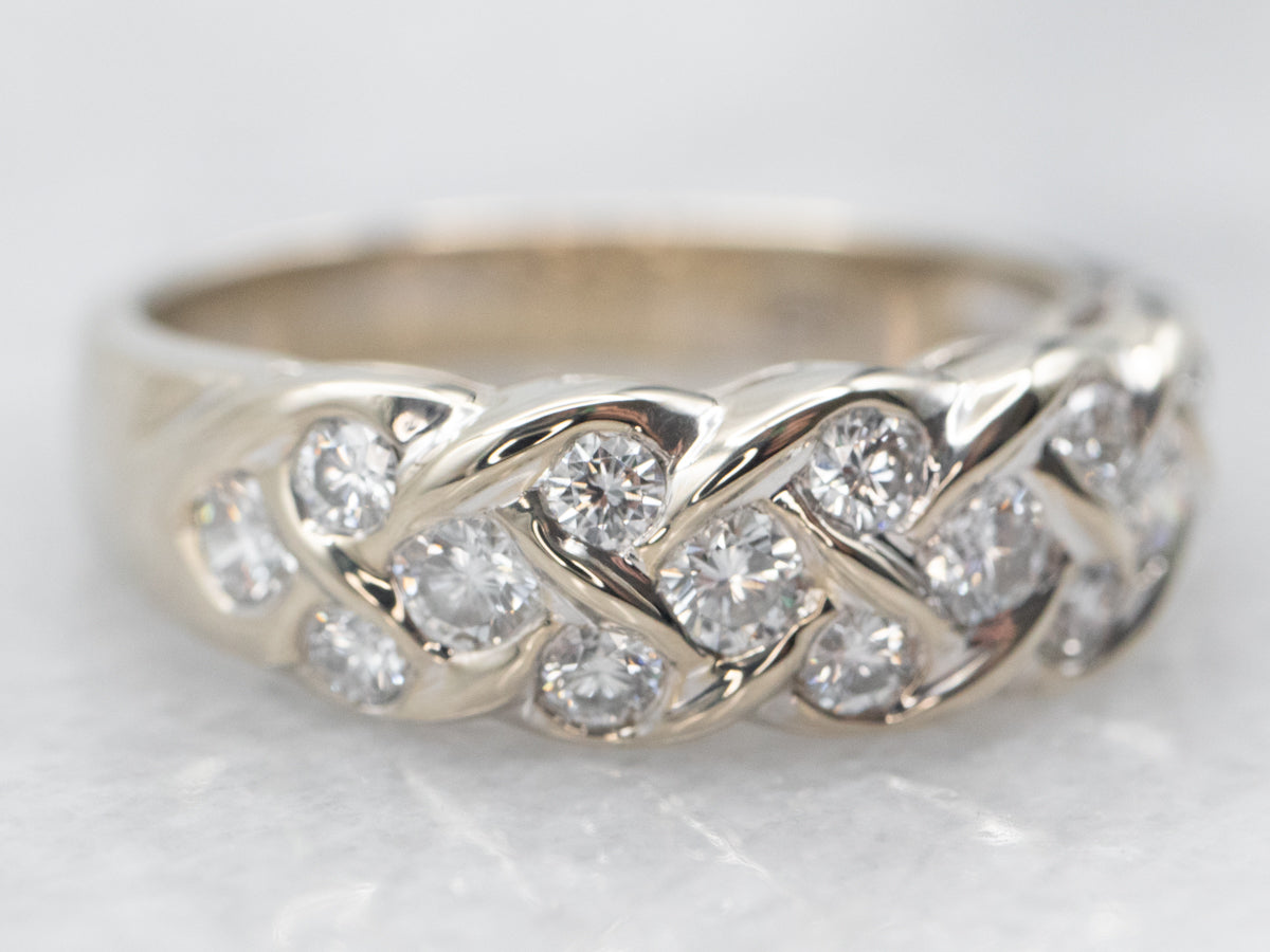 Braided 18-Karat White Gold Diamond Band